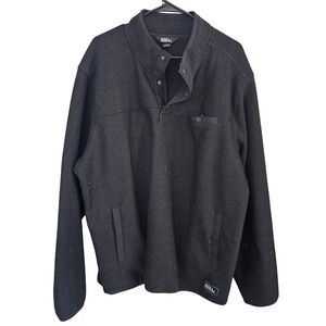 Eddie‎ Bauer Mens XL Black Quarter Snap Fleece Pullover Mock Neck Sweater Jacket